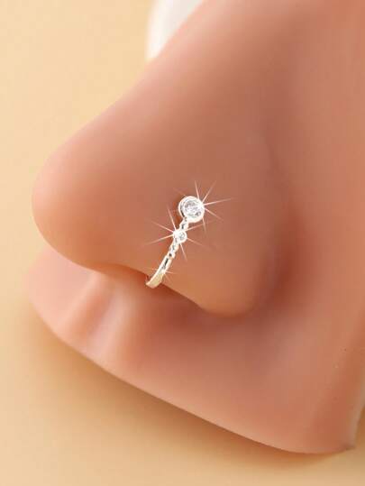 1 peça elegante estilo vintage em forma de U para mulheres, feito de zircônia cúbica sintética e cobre, joia corporal com clipe para uso diário e presente, adequado para todas as estações