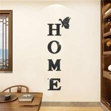 Adesivos de parede espelhados 3D acrílicos com slogan para casa, 5 peças, para decoração de porta de entrada, corredor e sala de estar