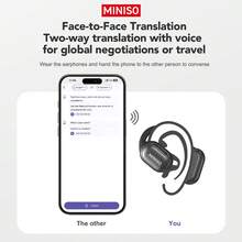 MINISO X30 AI Open-Ear Translation Earbuds | 135 Languages Translation, Touch Screen, Ergonomic Design, Long Battery Life, High-Definition Sound Quality, Built-In Microphone, USB Charging, Suitable For Office, Travel, And Learning - Black X30 AI - View 5