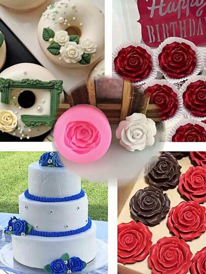 2pcs & 1pc Rose Flower Silicone Mold, 3D Gummy Candy Mold, Floral Soft Candy Silicone Mold, Baking Tools, DIY Craft, Cake Decor, Candle Making, Suitable For Cupcake Decoration, Chocolates, Baking & Kitchen Supplies Valentine Day Valentines Valentine Day Decor Valentine's Day Valentine Valentines Day Valentines Gifts