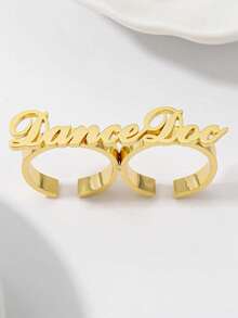 个性化名字戒指，不锈钢双指戒指，定制名字双指戒指，情侣名字首饰，女士首饰，女士名字戒指礼物，独特时尚名字首饰，圣诞节，情人节礼物 - 彩色 - 查看 12