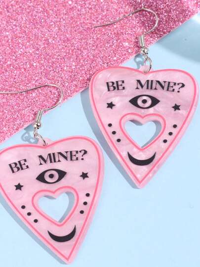 New Valentine's Day BE MINI Hollow Heart Earrings Valentine's Day Accessories Fashion Acrylic Earrings