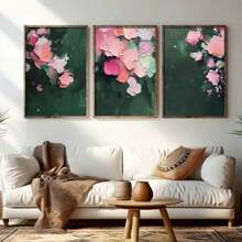 3pcs Modern Abstract Floral Wall Arts Canvas Posters, Neutral And Soft Tones, Optional Frame, Classroom, Office, Home Decoration Hanging Painting ,Wall Art With Frame
