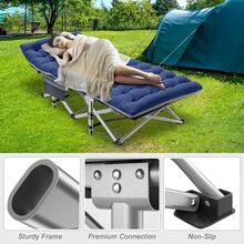 ABORON Oversized XXL Folding Camping Cot W/Mat For Adults, 78" L X 32" W X 18" H, Heavy Duty Outdoor Bed With Carry Bag,1200 D Layer Oxford Travel Camp Cots - 海軍 - 查看 4