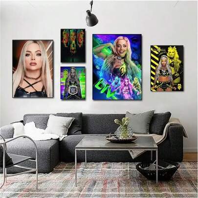 1 Stück optionaler Rahmen Poster Wandkunst Pop Liv Morgan Leinwand Gemälde Poster Kaffeehaus Bar Wanddekoration, Wandkunst mit Rahmen