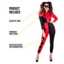 Morph Costumes Fun Shack Women's Jester Costume | Harlequin Fancy Dress For Halloween Parties | Elegant Clown Outfit For Festive Celebrations