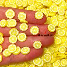 10g/30g/50g DIY 手工软粘土水果片吊坠，0.2 英寸柠檬片，用于树脂首饰制作、粘液填充装饰、艺术装饰珠 - 彩色 - 查看 2