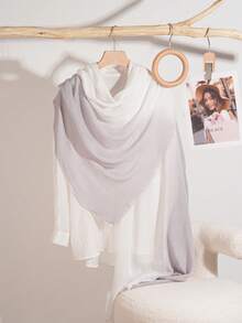 1PC 75*185cm Solid Color Gradual Change Short Tassel Scarf Shawls And Wraps Summer Soft Lightweight Multi-Functional Accessories Large Over Size Silky Feeling Unisex Evening Dresses Party Travel Office Wedding Evening Dresses Gift - Scarf - View 11