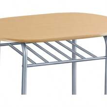 3 Piece Compact Dining Room Set, Dining Table & Chairs Set For 2, Breakfast Bar Table Set With Metal Legs And Built-In Wine Rack For Small Space/Apartments/Kitchen, Natural, 80x53x75.5cm - Natural - View 7