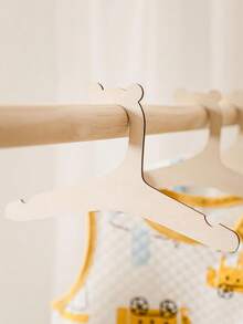 10pcs/5pcs Customized Home Decor Wooden Clothes Hangers With Laser Engraved Text & Bear Designs - Wood Color - View 2