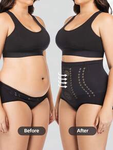 FLARIXA 加大码收腹内裤高腰收腹塑身衣无缝产后束腰内裤女士提臀塑身裤 - 黑色 - 查看 2