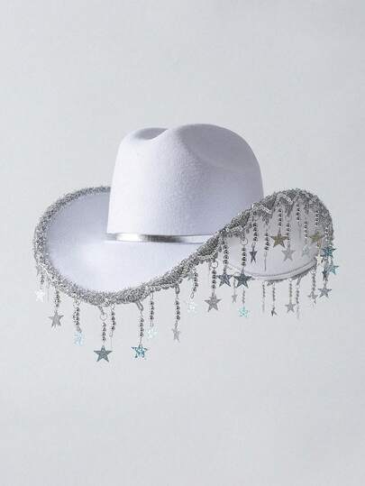 1pc Unisex Solid Color Classic Cowboy/Cowgirl Hat, Unique PU Leather Band Decoration, Suitable For Western Themed Events, Parties, Engagement, Cosplay, Graduation, Halloween, Festivals, Birthdays, Music Festivals, Casual Street Wear, Made Of Polyester Fiber