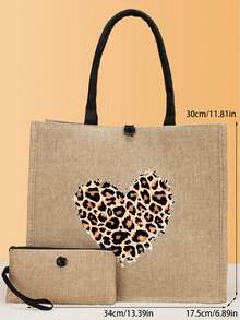 2PCS Rare Love Print Design Pattern, Large -Capacity Linen Two -Piece Combination, Personalized Gifts Of The Wedding Anniversary And The Birthday Of Friends - Khaki - View 4