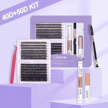 280 chiếc, D Curl, Bộ nối mi tự làm, Mi từng cụm D Curling, Cụm mi có keo dán mi, Tháo mi và dán mi, Dụng cụ cọ gắn mi tự dán tại nhà, Bộ mi, Lông mi, Lông mi giả - màu đen - Xem 15