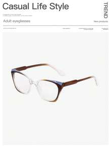 1pc Women's Fashion Elegant Light Cat Eye Frame Full Frame Clear Lens Glasses, Suitable For Daily Reading & Everyday Wear - Multicolor - View 4