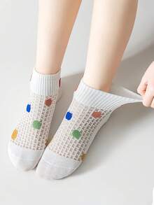 5 Pairs Princess Polka Dot, Ruffle Striped Colorful Lace Girls Socks - Breathable Comfortable Knitted Short Socks, Suitable For Outdoor Activities, Pink And White, Cute Socks - Multicolor - View 10