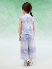 Balabala Girls' Traditional-Style 2 Pieces Outfit, Elegant & Stylish - Purple - View 3