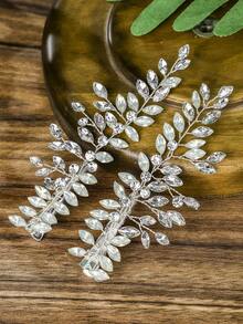 2 Ultra-Ethereal Silver Crystal Hair Clips Princess Mori Style Floral Hair Accessories - Silver - View 4