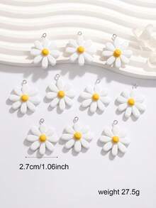 10pcs Small Daisy DIY Bag Charm Accessories Stickers Beach Y2K Beach Accessories - Baby Blue - View 2