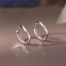Pendientes de mujer de plata de ley 925 con circonita cúbica minimalistas