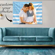 1件可定制个性化挂毯，可添加照片和文字，适用于生日、婚礼、万圣节、圣诞节、派对、父亲节/母亲节、家居装饰、卧室装饰、宿舍装饰和返校季。 - 彩色 - 查看 5