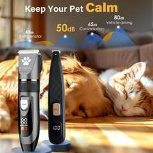 1 Set Of 2pcs Pet Electric Clipper With LED Digital Display Battery Level, Low Noise Pet Electric Trimmer Grooming Kit For Brushing Dogs And Cats Hair, Professional Pet Beauty Clipper Electric Trimmer Kit