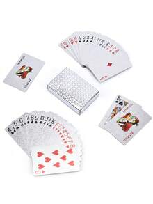 1pc 54 Sheets Color Silvery Gold Card Games Card Group Waterproof Multiplayer Game Cards Suit Magic Package Marry Party Birthday Festival Board Game Gift Collection - Silver - View 3