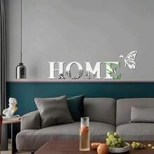 Adesivos de parede espelhados 3D acrílicos com slogan para casa, 5 peças, para decoração de porta de entrada, corredor e sala de estar