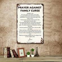 1PC Prayer Against Family Curse Tin Sign, Spiritual Wall Art, Motivational Quote, Family Protection, High-Quality Metal, Inspirational, Family Blessing, Spiritual Decor, Protective, 8x12 Inches - 8x12 inch/20x30cm-1 cái - Xem 5