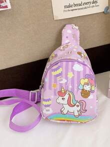 1个女童迷你小马图案拉链尼龙胸包，四季皆宜 - 彩色 - 查看 10