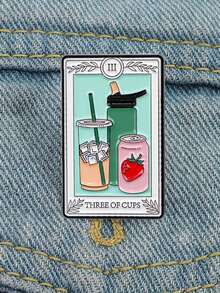 1 件提醒塔罗牌珐琅别针插图胸针松针翻领别针徽章背包衣服配饰时尚珠宝礼物 - 彩色 - 查看 3