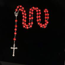 1pc Fashionable Vintage Rosary Necklace With Cross & Beads, Versatile Design Suitable For Party And Everyday Wear