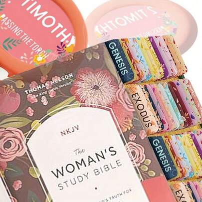 Bible Tabs Pastel Bloom - Soul Nourishing Book Summaries - 66 Peel-And-Stick Laminated Bible Tabs Large Print,Books Of The Bible Tabs For Women Study Bible, Bible Book Tabs,School Supplies,Back To School