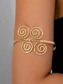 Wear A Fashionable, Exaggerated, Retro And Unique Spiral Metal Multi-Layer Opening Women's Armband - Gold - View 1