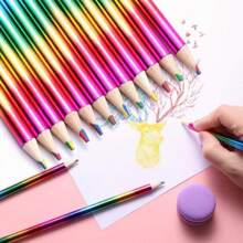 8 matite colorate, singola linea a quattro colori, penna arcobaleno a colori multipli, colori sfumati, sette colori misti, per disegno di bambini e ragazzi