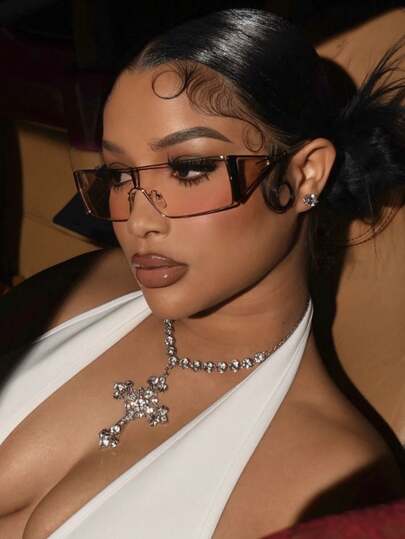 1PC Metal Frame Fashion Glasses Vintage Fashion Glasses Beach Camping Accessories For Women Shades Basics Business Casual Woman Vacation Outfits Women Suit For Summer Hoodie Jackets Dress And Long Sleeve Shirt Preppy Style For Back To School