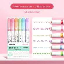 1 Stück / 3 Stücke / 6 Stücke / 8 Stücke / 12 Stücke geschwungener und wellenförmiger Designmarkerstift, Spitzenstifte, wellenförmige Blumenhighlighter, DIY Umrissgeschwungene Stifte, geeignet für Handbücher und Zeichnungen, sowie Stifte für Jugendliche und Erwachsene, Lernspielzeug für Büro, Zeichnen, Marker, Schreibwaren, Jungen, Mädchen, Strumpfstopfer, Markerstifte, Spielzeug, Schreibwaren