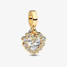 1 Golden Mother's Love Charm Duo, Butterfly Pendant Silver Plated Charm Fit Bracelet Necklace DIY Jewelry Gift