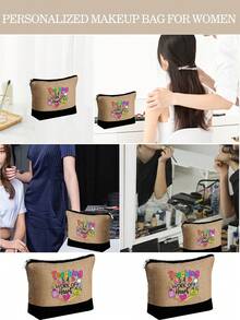 Bộ quà tặng Ngày Nhà giáo, gồm 1 túi xách thời trang cỡ lớn và 1 ví đựng tiền xu bằng vải lanh, in dòng chữ "Dạy học là một nỗ lực từ trái tim", họa tiết sáng tạo, màu sắc tươi tắn, rộng rãi và bền chắc. - Màu Khaki - Xem 4