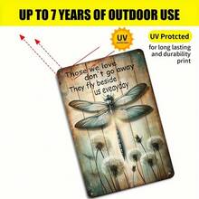1PC Tin Sign 2D Flat, Dragonfly With Inspirational Quote, Those We Love Do Not Go Away, Vintage Garden Art, Rustic Wall Decor, Perfect For Living Room Or Garden, 8x12 Inches/ 20x30 Cm - 8x12 inch/20x30cm-1 cái - Xem 8