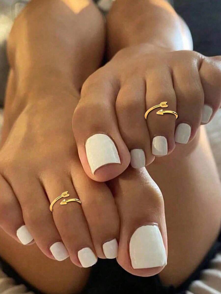 S925 European & American Personalized Arrow Shaped Toe Ring & Knuckle Ring, Versatile Minimalist Adjustable Foot Jewelry, Suitable For Dating, Party, Daily Wear, Gift For Girlfriend, Female Friends, High Quality Jewelry - Gold - View 1