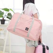 Large Capacity Lightweight Travel Duffel Bag With Zipper Closure, Durable Polyester, Ideal For Gym, Weekend Getaways, And Daily Commuting, Pink With Stylish Logo, Luggage For Travel