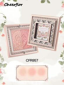 CHEERFLOR 双色哑光粉状腮红盘，带磁性旋转盖，轻盈、顺滑、可混合、色素沉着、丝绒质地、自然渐变、一体式调色板 - CFR957 - 查看 5