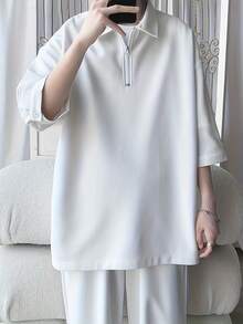 Men Plus Size Polo Shirts - White - View 1