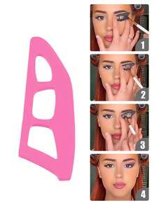 2pcs/1set Eye Makeup Auxiliary Tools, Eyeshadow Stamp Template, Eyeshadow Brush And Makeup Brush, 1pc Eyeshadow Brush, Eye Makeup Tools, Beauty Tools, Beginner Eye Makeup Assistant, Eye Makeup Beauty Tools, Suitable For Beginners - Pink - View 9