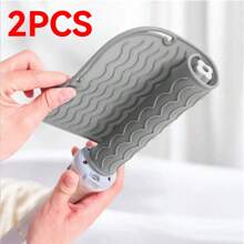 1 pieza Alfombrilla de silicona y estuche de viaje para herramientas de peinado, alfombrilla de silicona portátil resistente al calor para plancha del cabello, rizador, almohadilla aislante antideslizante y resistente al calor para herramientas de peinado, para viajes