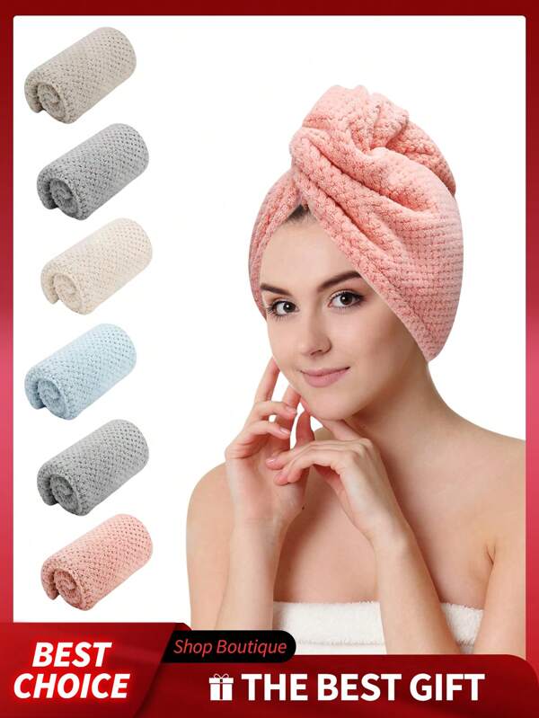 3pcs Premium Quick-Drying Microfiber Head Towel Wrap, Super Absorbent Soft And Comfortable Hair Drying Towel For Frizzy Hair, Must Have Daily Towel Gift, Bathroom Supplies, Home Supplies Back To SchoolHair Bonnet