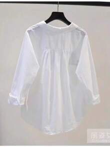 Women's Cartoon Cat Print Long Sleeve Single-Breasted Casual Shirt - White - View 2