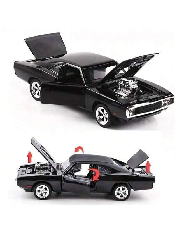 1 pieza Ornamento de modelo de coche Dodge, modelo de coche de aleación, múltiples funciones, puerta abre-ble, modelo de coche móvil, regalo de cumpleaños, regalo festivo, regalo perfecto, presente, juguete de modelo de coche