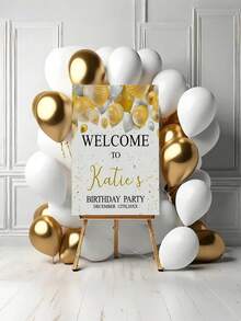 1pc- Custom Birthday Posters, Greeting Signs With Customizable Names And Sparkling Surfaces, Personalized Birthday, Wedding, Shower Welcome Signs, Elegant Wall Banners, Holiday Home Decorations For All Birthday Occasions, Holiday Home Decorations, Reusable Backboards, Party Walls, Outdoor Displays And Commemorative Photo Gifts, Class Gatherings And Family Celebrations, Birthday Party Backgrounds - Multicolor - View 6